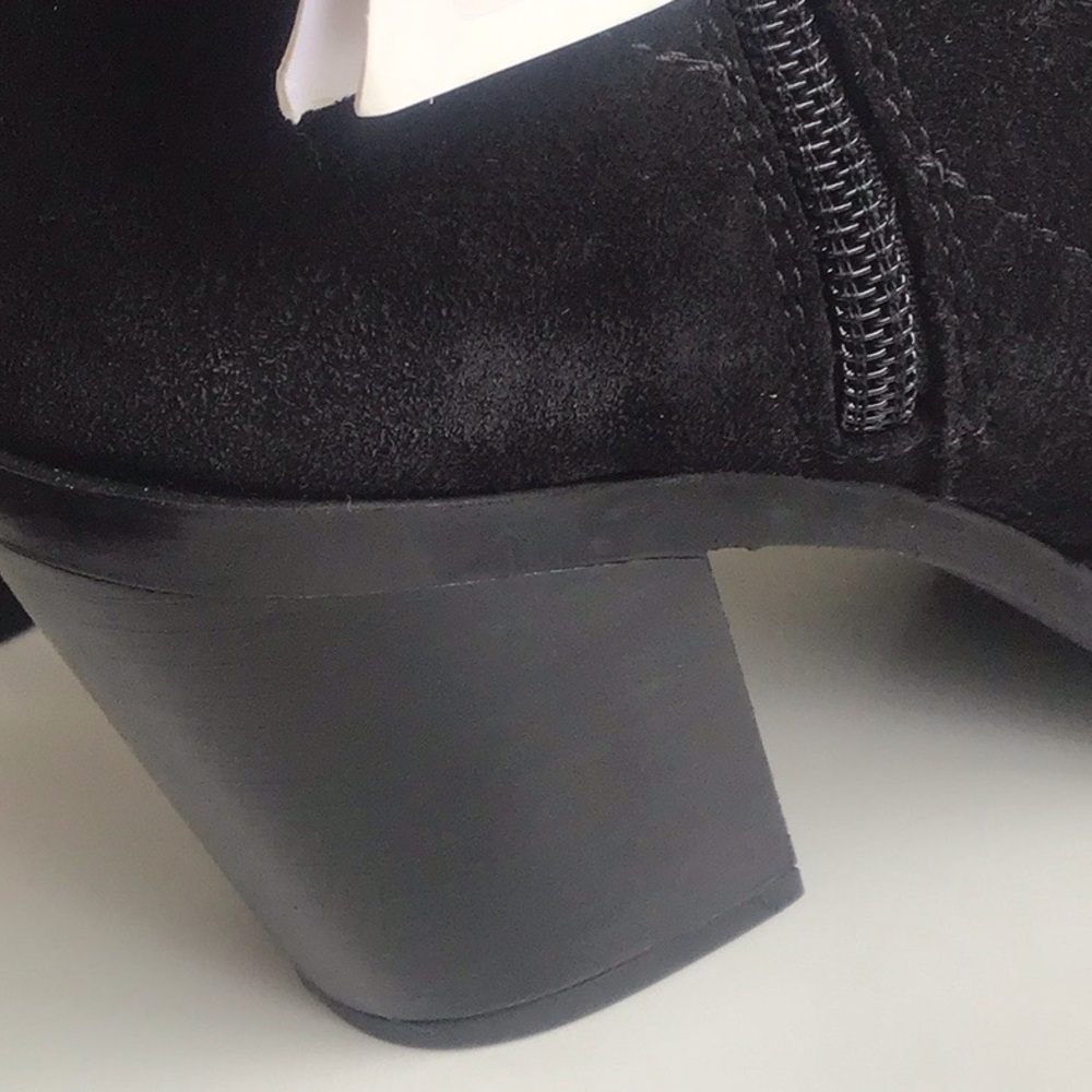 Zara leather western Black Suede heeled Ankle Boots - Picture 14 of 16